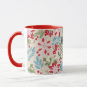 Fleur rouge Noël lettrage Mug (Gauche)