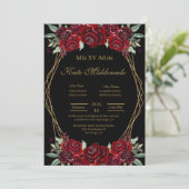 Fleur rouge noire Quinceanera invitation (Debout devant)