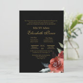 Fleur rouge noire Quinceanera invitation (Debout devant)
