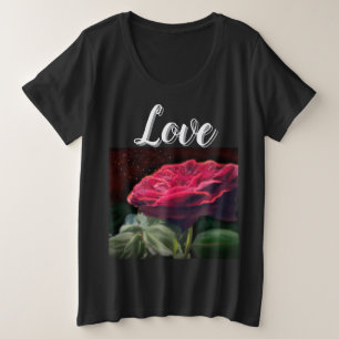 Fleur Rouge Rose Vert Black Art Floral Fleurs