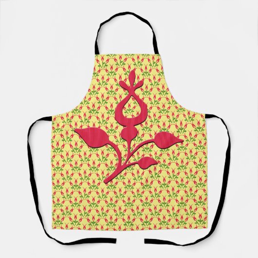 Fleur rouge sur tablier jaune Abstrait (Recto)