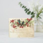 Fleur rouge Vintage Oiseaux de mariage RSVP (Debout devant)