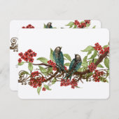 Fleur rouge Vintage Oiseaux de mariage RSVP (Devant / Derrière)