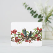 Fleur rouge Vintage Oiseaux de mariage RSVP (Debout devant)