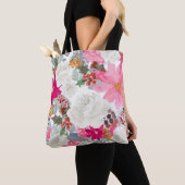 Fleur Sac fourre-tout blanc (De près)