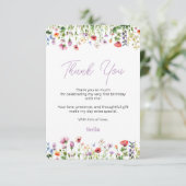 Fleur sauvage 1er anniversaire Carte de remercieme (Debout devant)