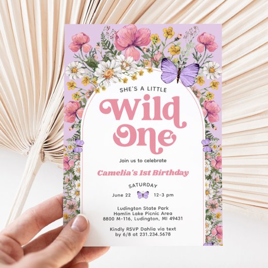 Fleur sauvage 1er anniversaire Invitation