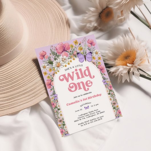 Fleur sauvage 1er anniversaire Invitation