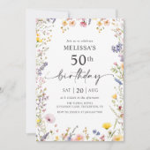Fleur sauvage 50e anniversaire de fête Invitation (Devant)