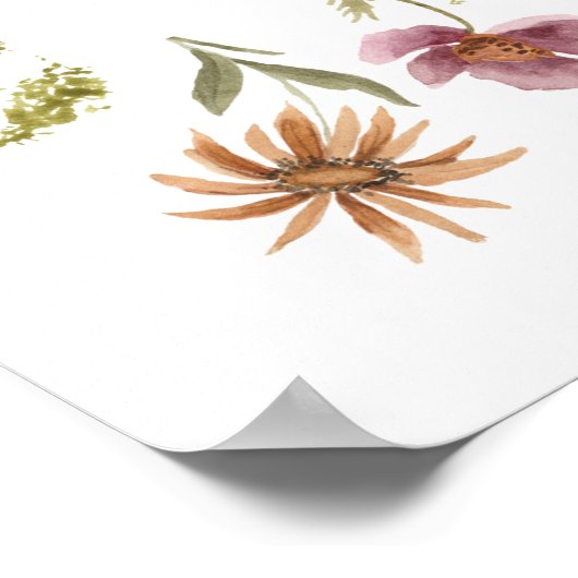 Fleur sauvage Anniversaire ou Affiche de bienvenue (Coin)