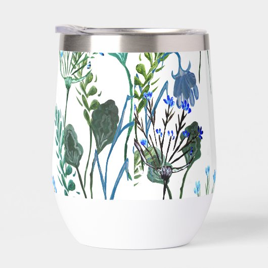 Fleur sauvage aquarelle bleu vert (Droite)