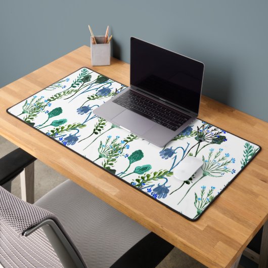 Fleur sauvage aquarelle bleu vert (Bureau 2)