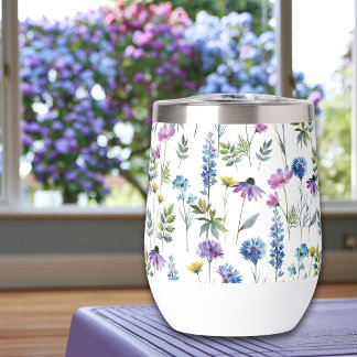Fleur sauvage aquarelle bleu violet