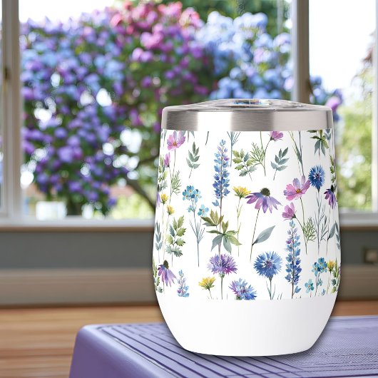 Fleur sauvage aquarelle bleu violet