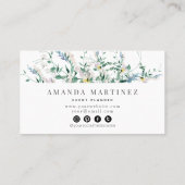 Fleur sauvage Aquarelle Carte de visite des médias (Dos)