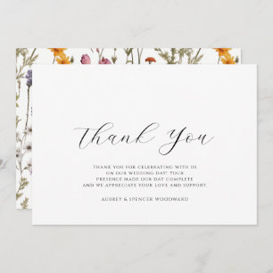 Fleur sauvage aquarelle Mariage plat Carte de reme