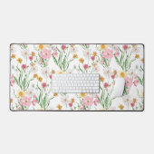 Fleur sauvage aquarelle verte rose (Clavier et souris)