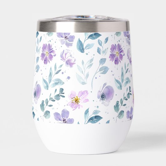 Fleur sauvage aquarelle verte violette (Avant)