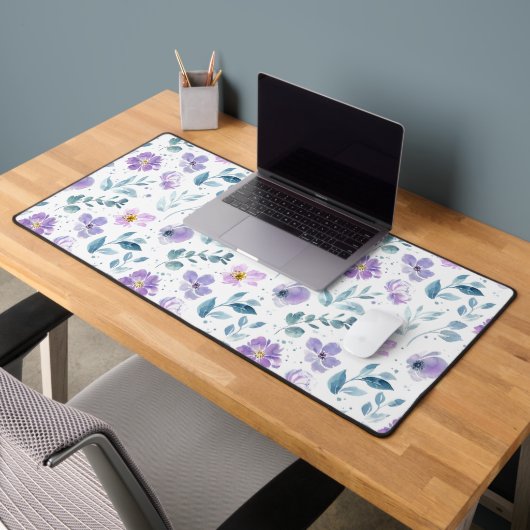 Fleur sauvage aquarelle verte violette (Bureau 2)