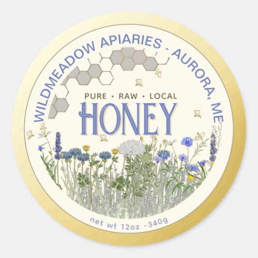 Fleur sauvage autochtone et Étiquette de miel d'ab (Devant)