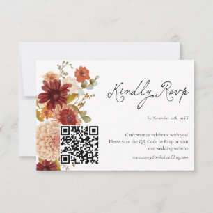 Fleur sauvage Automne Boho QR Code Carte Rsvp
