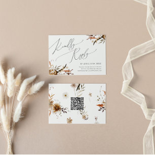 Fleur sauvage automne Carte RSVP de code QR hori
