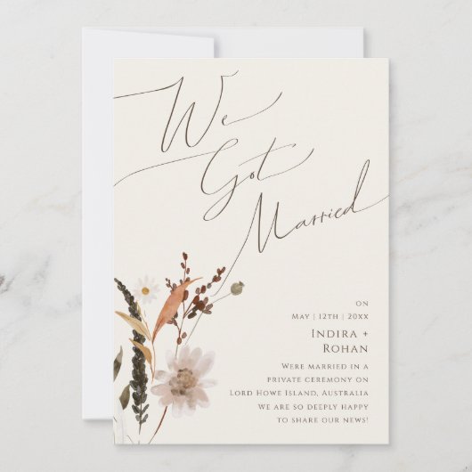 Fleur sauvage automne | Faire-part Elopement Beige (Devant)