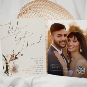 Fleur sauvage automne Faire-part Elopement Beige