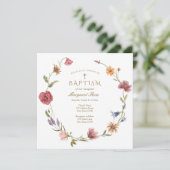 Fleur sauvage Baby Baptism Invitation (Debout devant)