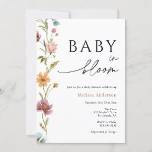 Fleur sauvage Baby in Bloom Baby shower Invitation