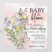 Fleur sauvage Baby in Bloom Baby shower Invitation (Devant / Derrière)
