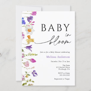 Fleur sauvage Baby in Bloom Baby shower Invitation