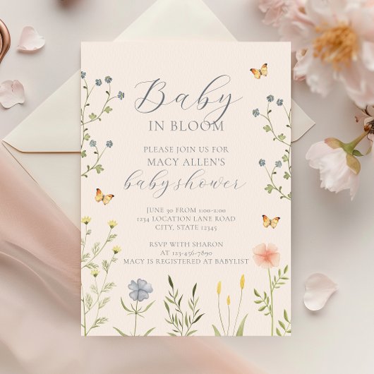 Fleur sauvage Baby in Bloom Baby shower Invitation
