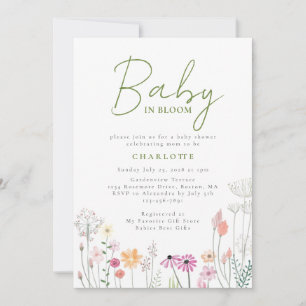 Fleur sauvage Baby In Bloom Baby shower Invitation