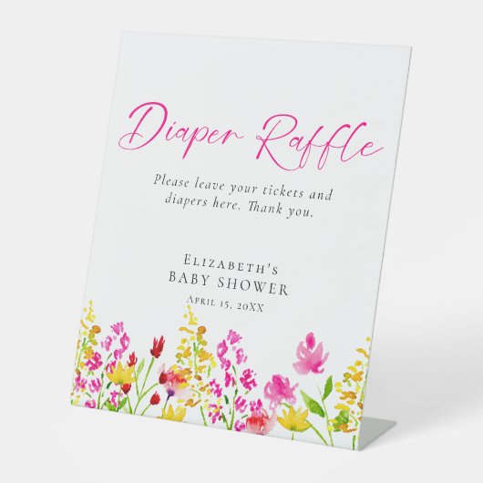 Fleur sauvage Baby shower Déchets Signe personnali (Recto)