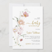 Fleur sauvage Baby shower doux Invitation (Devant)