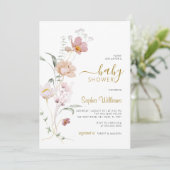 Fleur sauvage Baby shower doux Invitation (Debout devant)