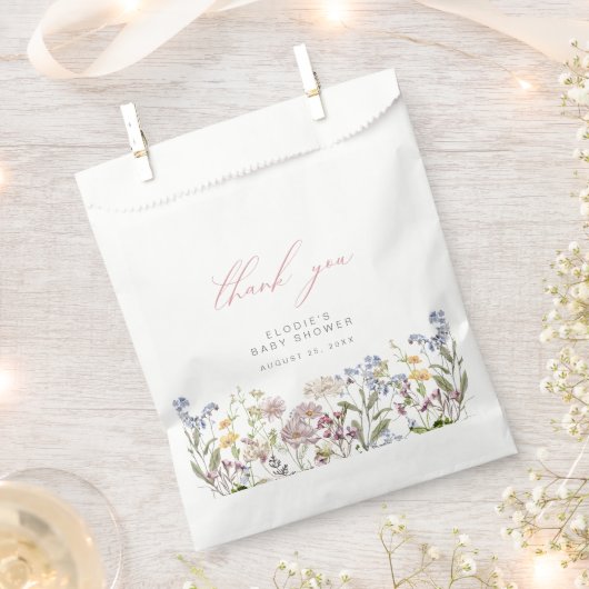 Fleur sauvage Baby shower Favoriser Sacs Floral Gi (Coupé)