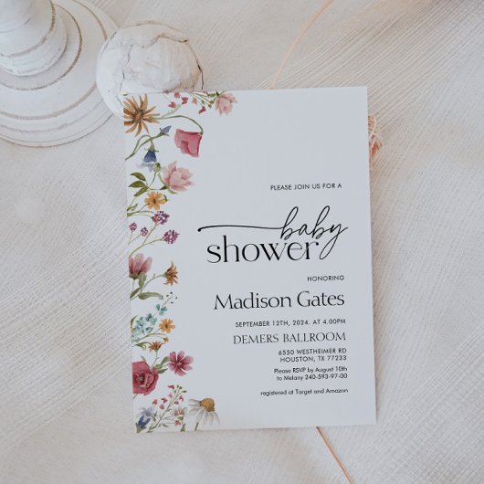 Fleur sauvage baby shower Invitation
