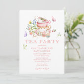 Fleur sauvage Baby Tea Party Douche Invitation (Debout devant)
