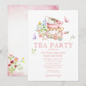 Fleur sauvage Baby Tea Party Douche Invitation (Devant / Derrière)