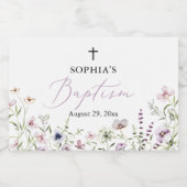 Fleur sauvage Baptême de fille Étiquette de boutei (Étiquettes simples)
