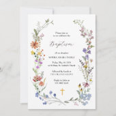 Fleur sauvage Baptême Invitation Modèle Christenin (Devant)