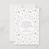 Fleur sauvage bébé fille douche photo merci cartes (Dos)