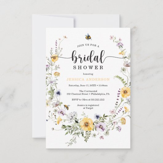 Fleur sauvage Bee Bridal Show Invitation Card (Devant)