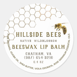 Fleur sauvage Beeswax Lip Balm Étiquette Honeycomb