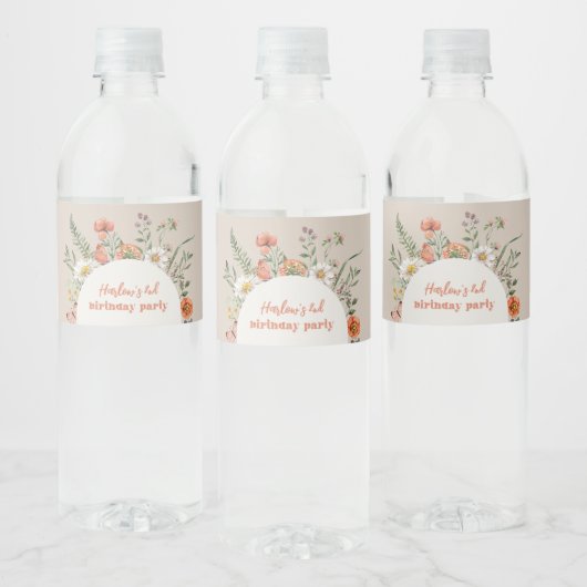 Fleur sauvage Birthday Water Bottle Étiquettes (Bouteilles)