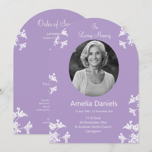 Fleur sauvage blanc dans l'amour carte funéraire m (Devant / Derrière)