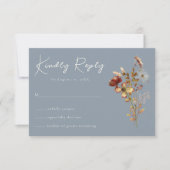 Fleur sauvage bleu Dusty Boho Wedding Carte RSVP (Devant)