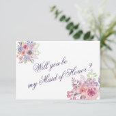 Fleur sauvage bleu et violet carte "Maid of Honor? (Debout devant)